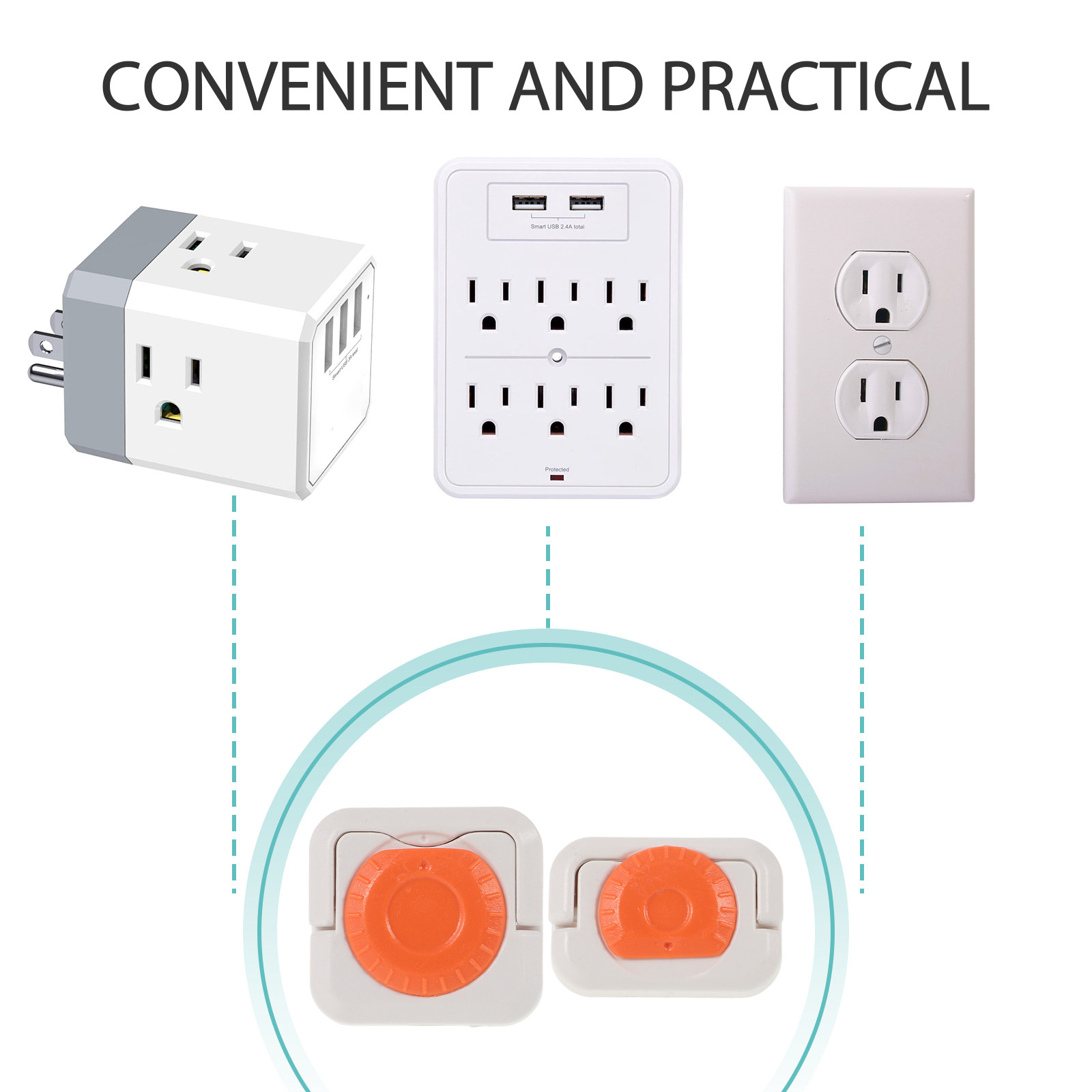 24Pcs Universal Fit Orange ABS - Outlet Cover Baby review and price