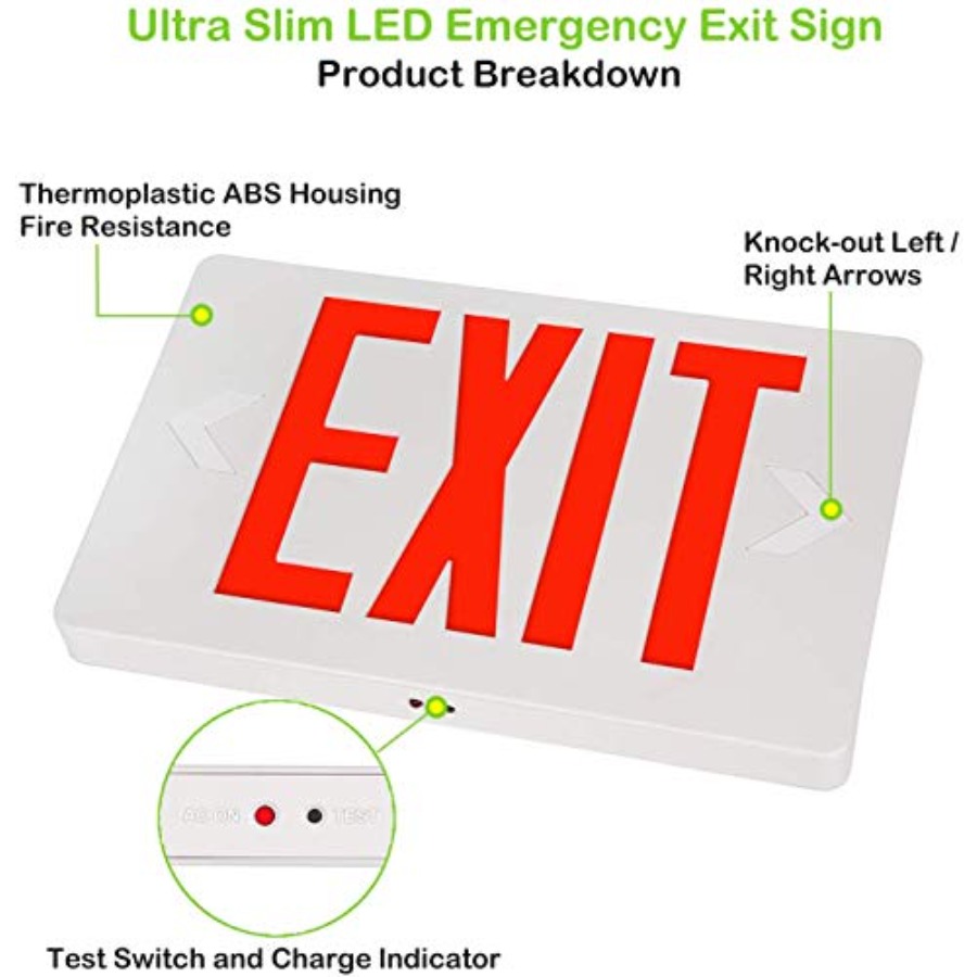 Ultra Slim LED Exit Sign, Red  - Emergency Exit Sign review and price