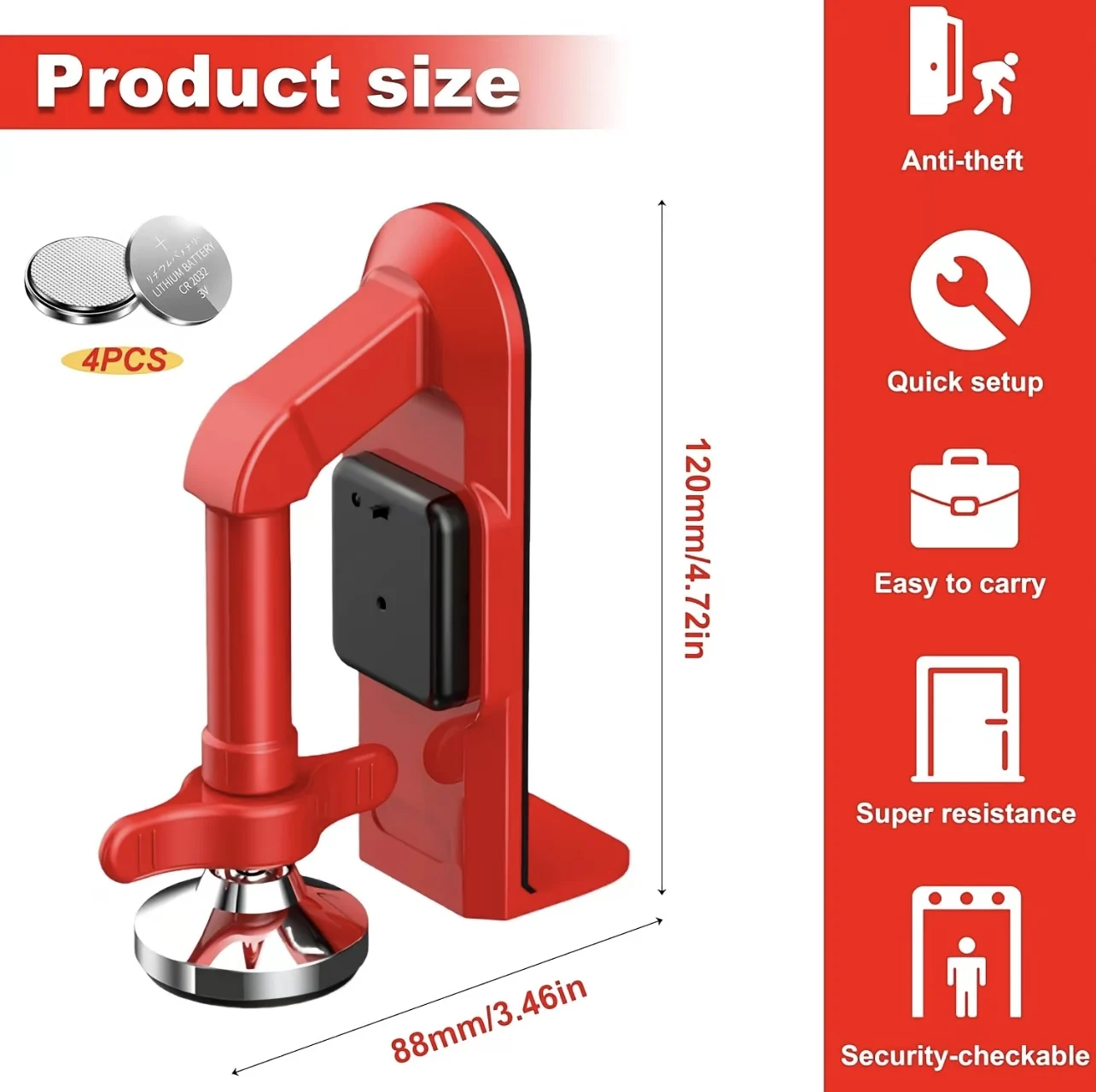 1pc Portable Alarm Door Stoppe - Door Stop Alarm review and price