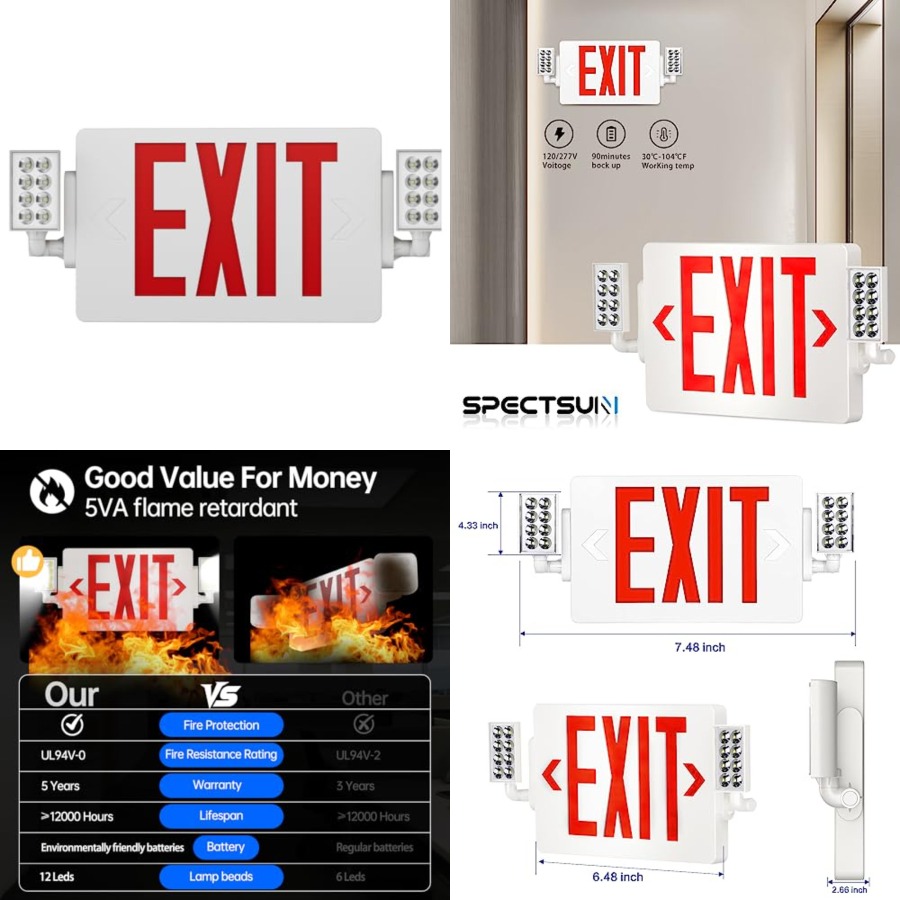 Spectsun 1 Pack Exit Signs wit - Emergency Exit Sign review and price
