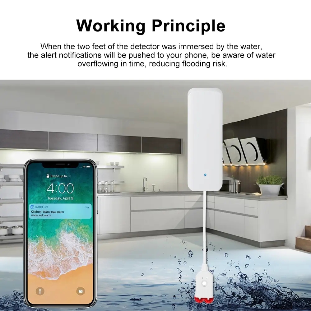 Tuya WiFi Smart Water Leak Sen - Water Alarm Sensor review and price